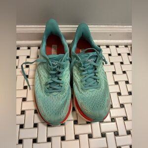 Hoka Women's Athletic Shoes in Teal and Red